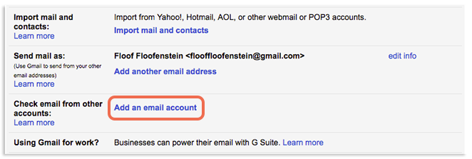 Add an email account button image